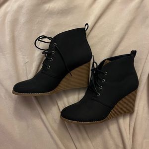 Nautica Navy Wedged Booties! Worn only twice*